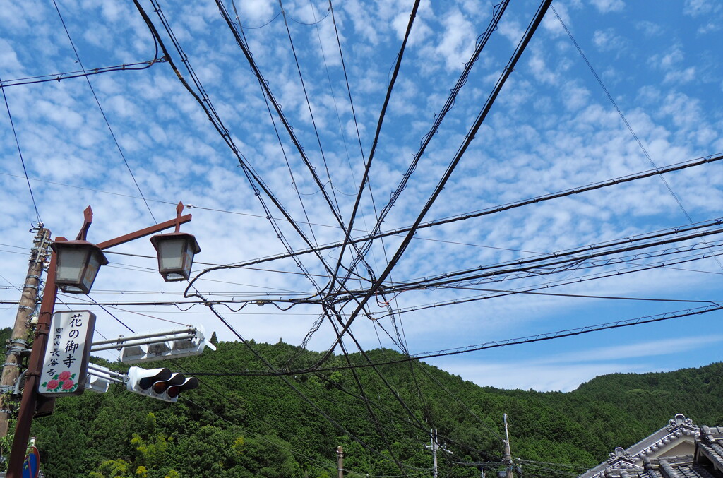 電線と秋雲
