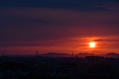 本日の夕日。