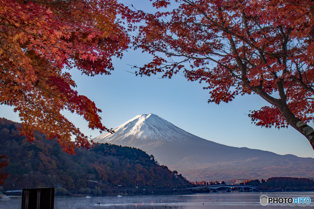 河口湖畔の紅葉