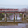 曽我川と近鉄電車と桜