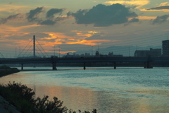 大和川の夕日