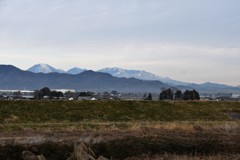 通勤途中にみる男体山