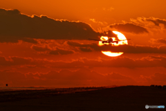 夕日を背に受けて