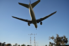 青空と地面と飛行機と