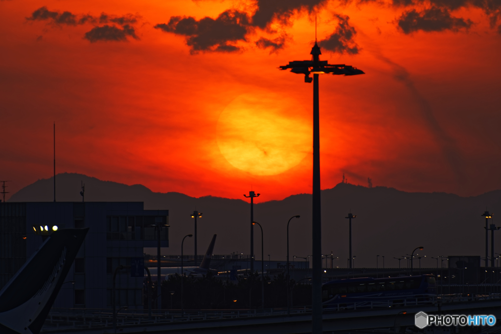 関空で見た夕日