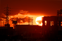 千里川で見た夕陽