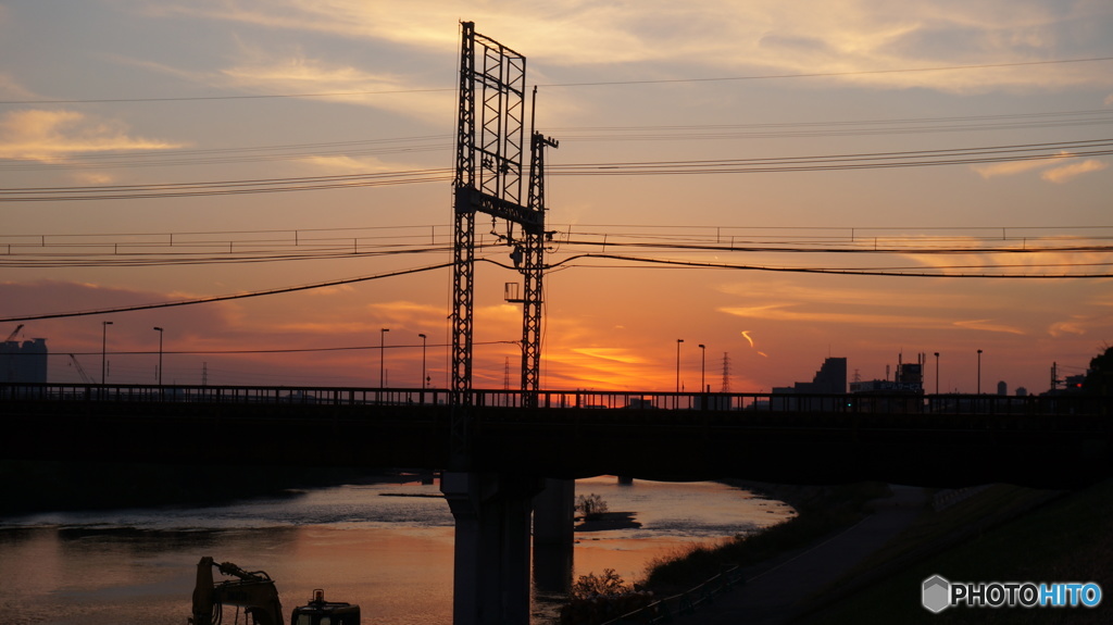 大和川橋梁と秋の空4