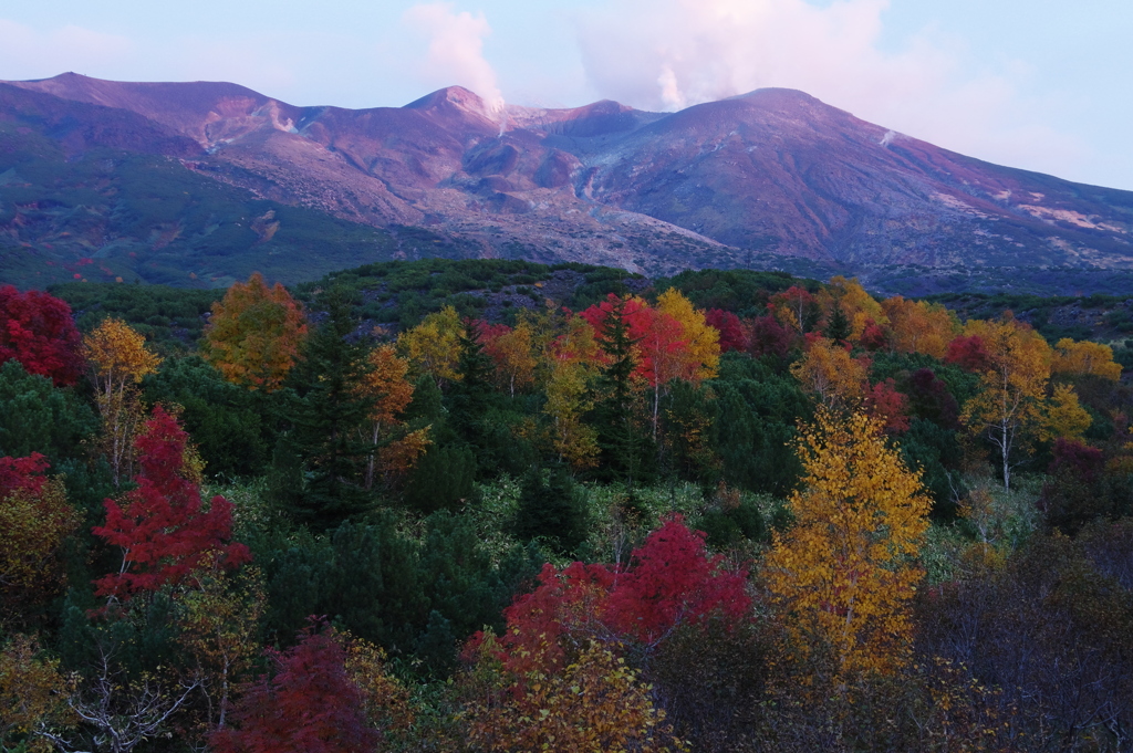夕陽の十勝岳