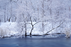 雪の日の川