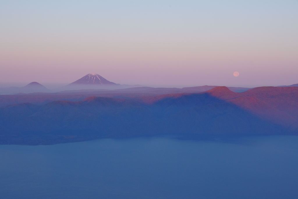 山影と月
