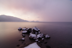 朝日の雪雲