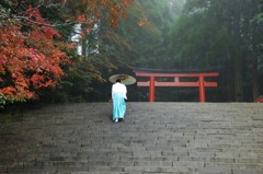 雨の中のお勤め