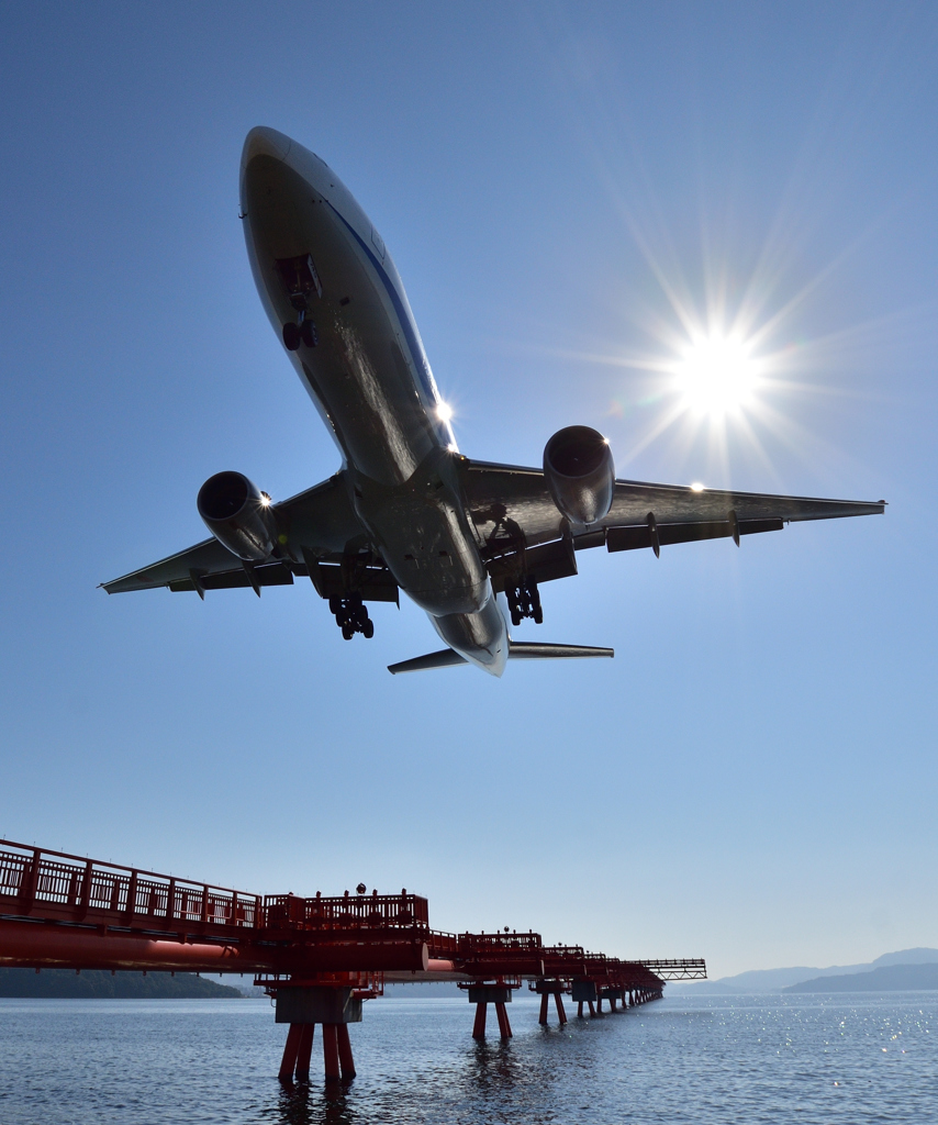 長崎空港へ着陸　B772