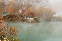 紅葉と雪