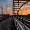 橋梁から見る夕焼け・・・・