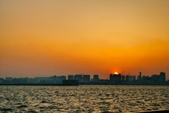 若洲からの夕陽