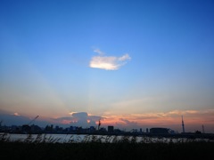 江東花火大会夕焼け