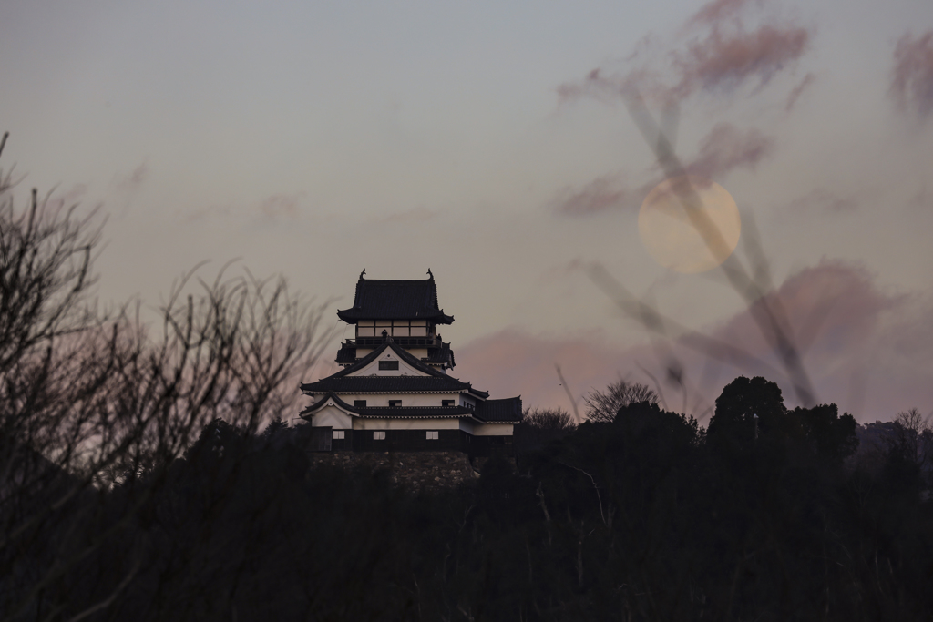 犬山城と朧月