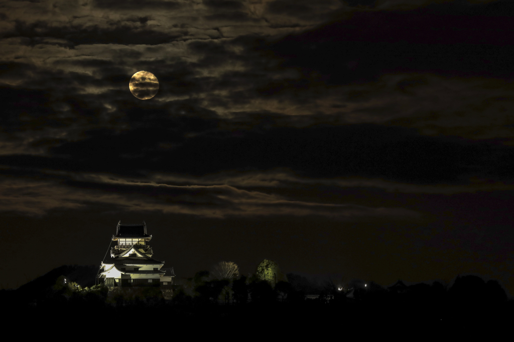 犬山城と月3