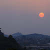 夕日と犬山城