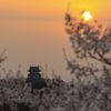 夕日と犬山城