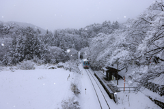 日当駅雪景色