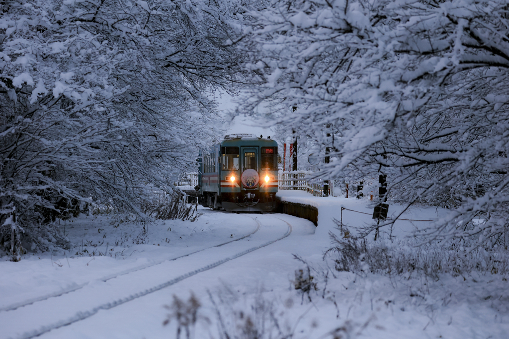 谷汲口駅雪景色