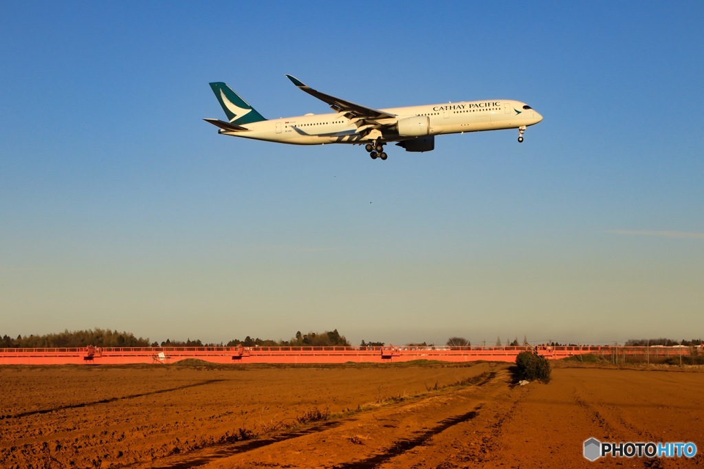 飛行機のある風景（畑）