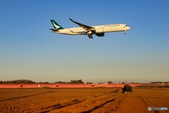 飛行機のある風景（畑）