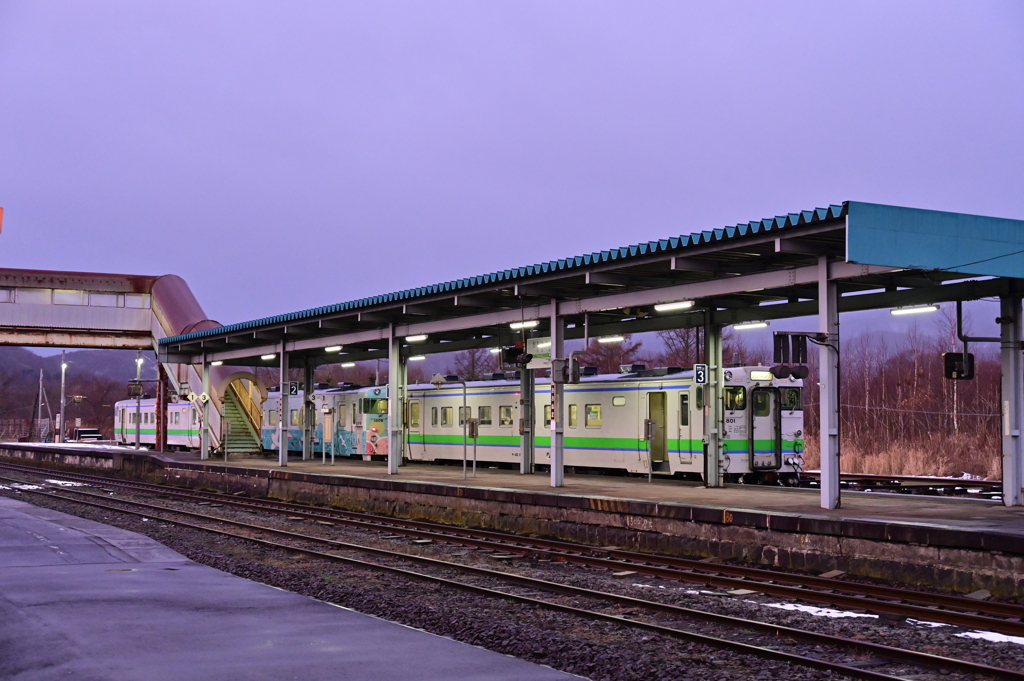 早朝の大沼駅