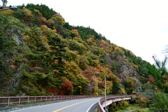 秋の藤衣岩と矢祭大橋