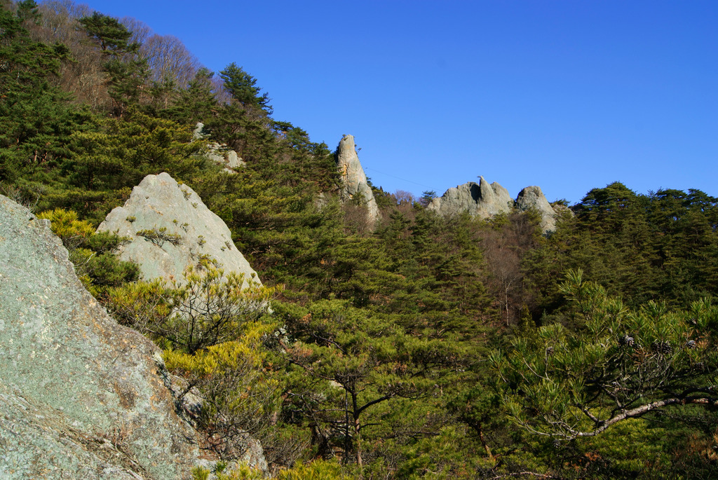 猿の階山から見た屏風岩