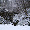 雪の夢想滝渓谷