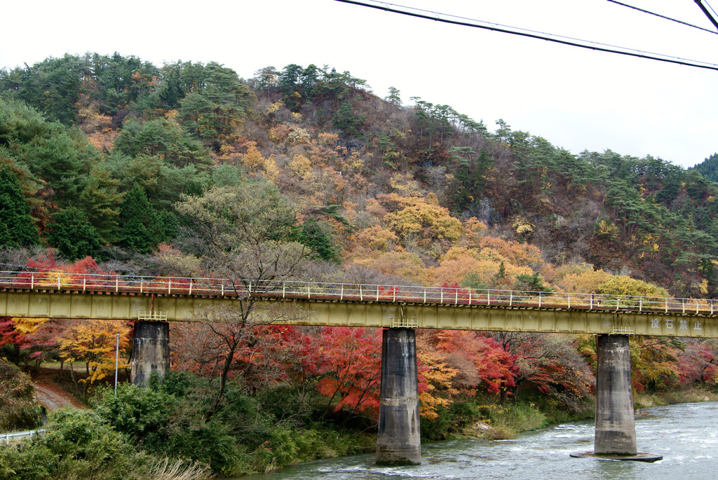 水郡線鉄橋と紅葉