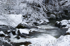 江竜田の滝冬景色
