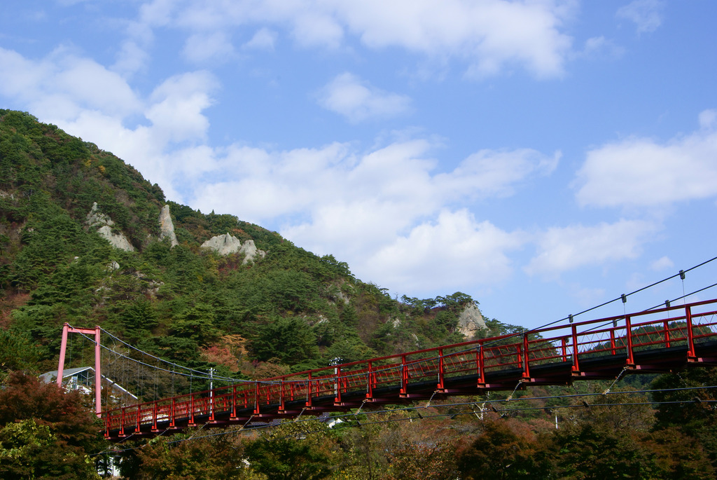 あゆのつり橋と屏風岩〜小だるま岩