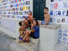 kids in Lisbon old town
