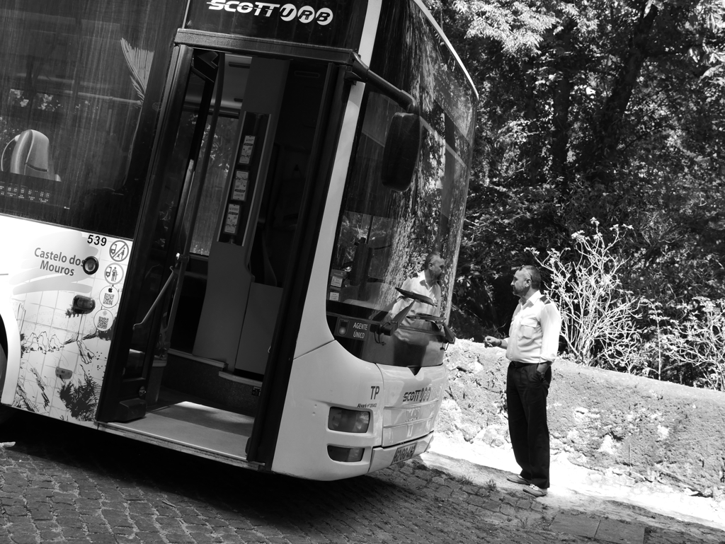 a Sintra bus on a slope
