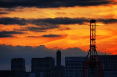 オレンジ色の空