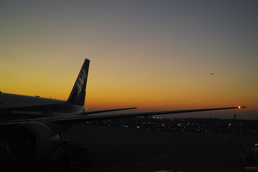 フライトを待つ夕暮れ