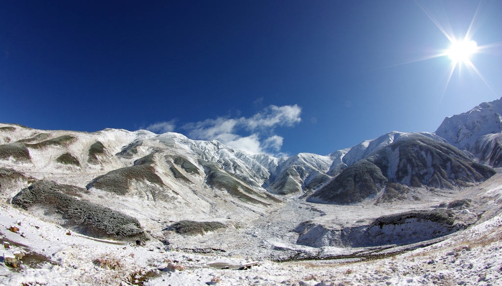 雪渓の立山連峰