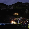 北アルプス　テント夜景
