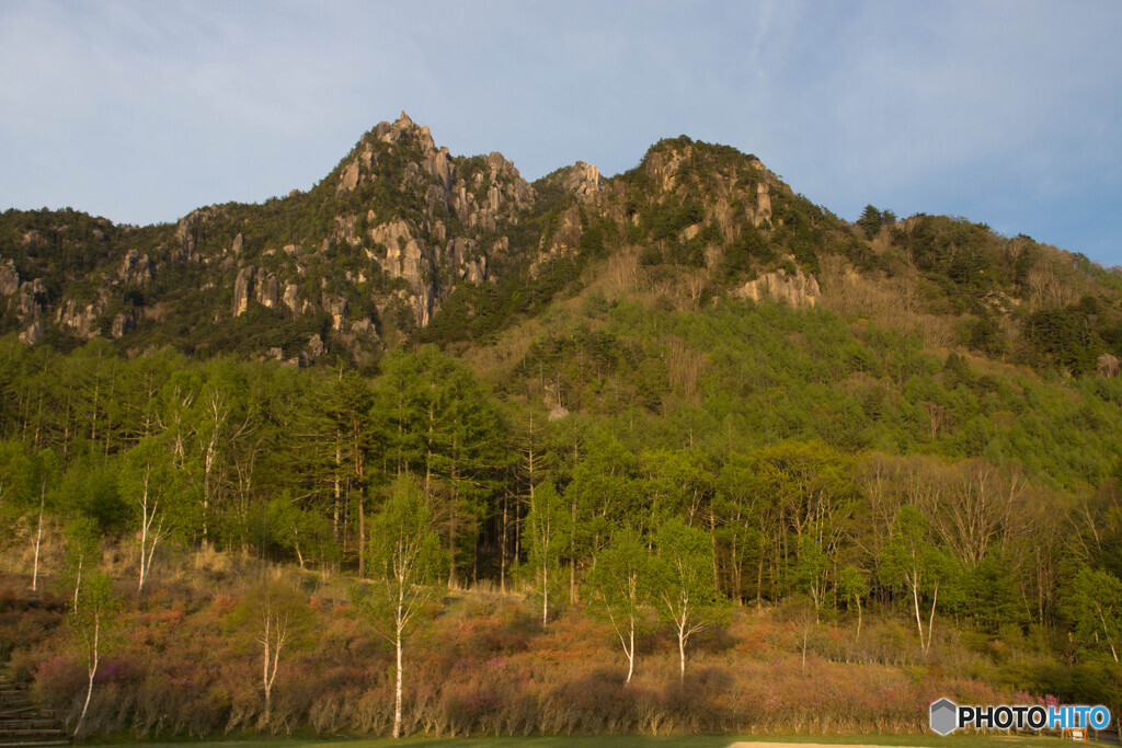 夕照瑞牆山