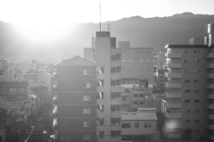 モノクロの夕日