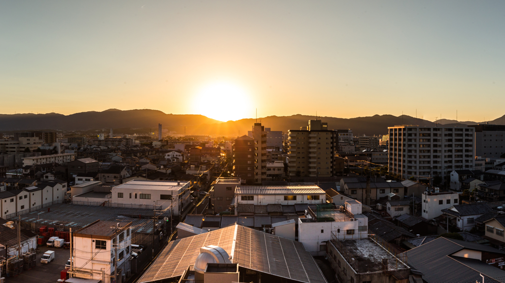 マンションからの夕日