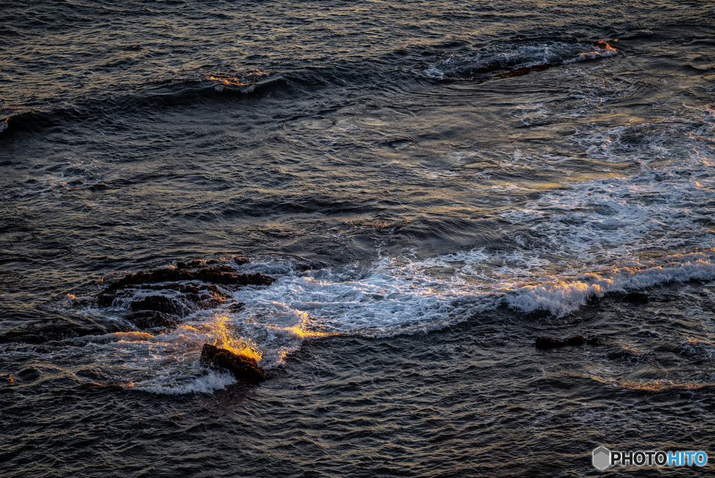 夕陽をあびる..