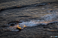 夕陽をあびる..