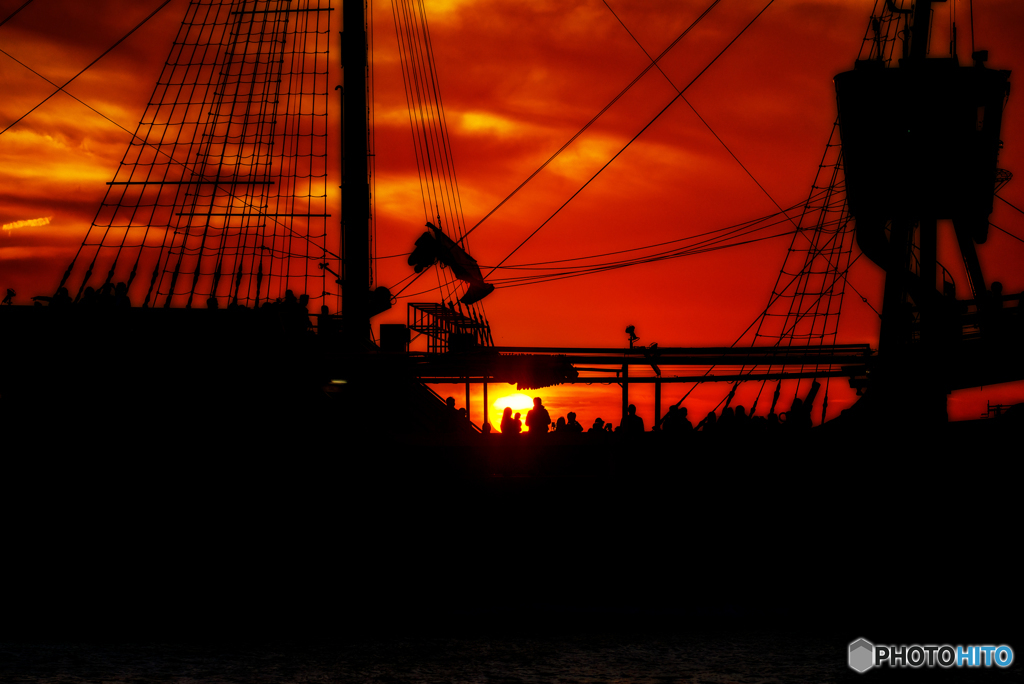 夕日シルエット