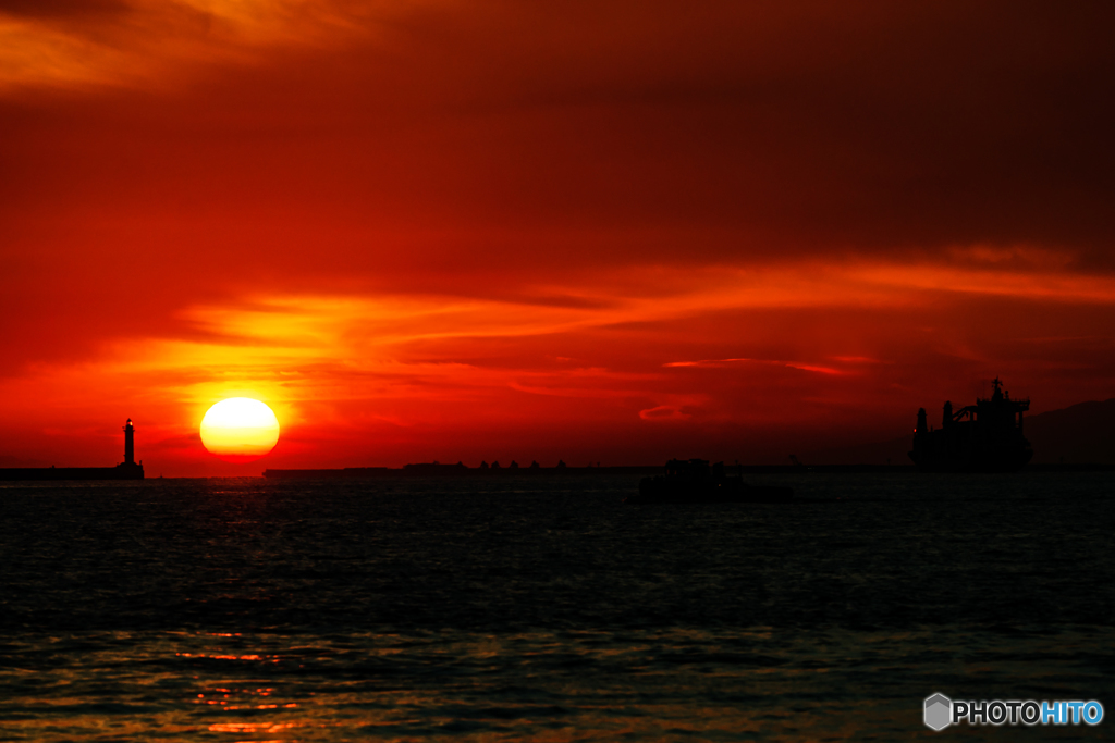 大阪港夕日