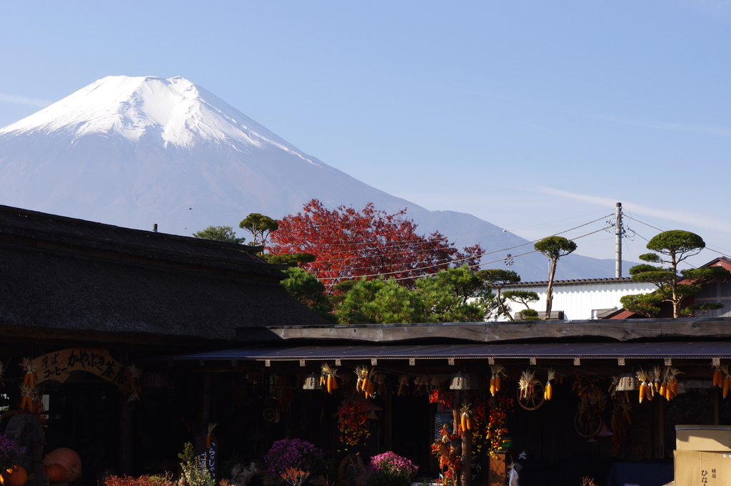民家と富士山